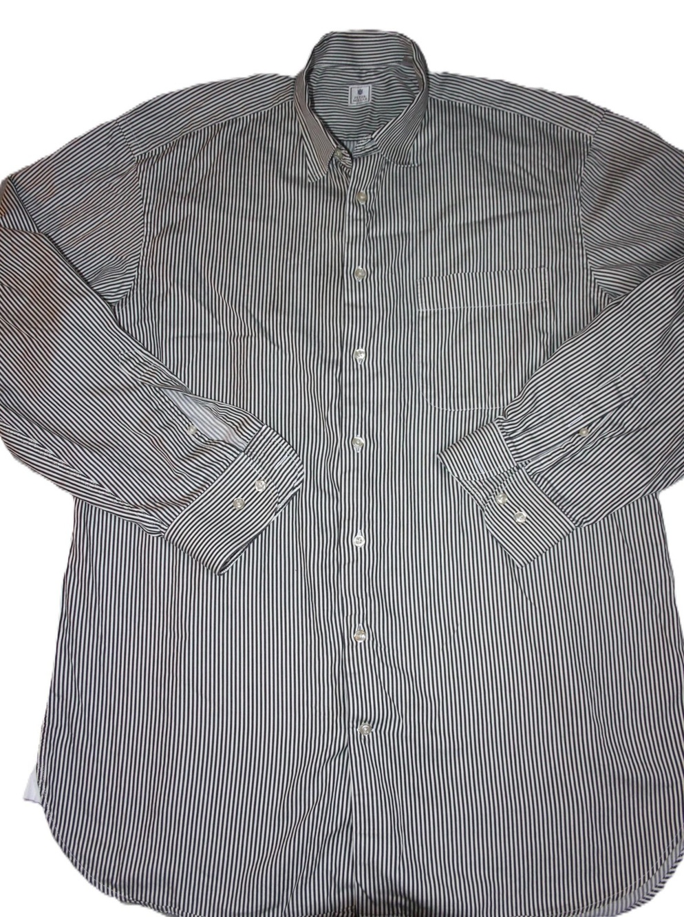 Peter Millar Shirt Mens L White Striped Classic Fit Long Sleeve Button Down